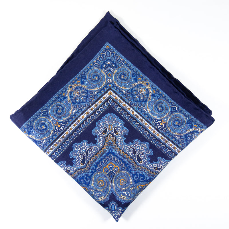 Blue Paisley Silk Square