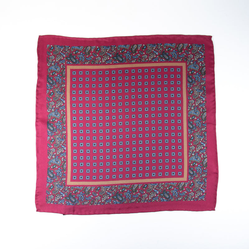 Red Paisley Silk Square